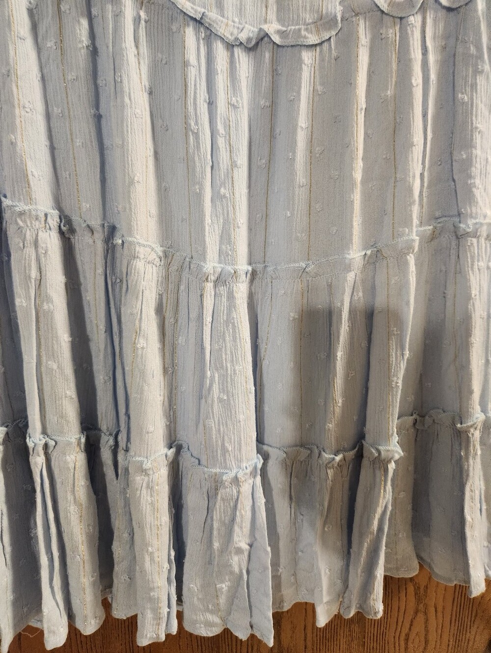 Altar'd State Light Blue Textured Tiered Dress with Metallic Accents - Picture 4 of 10
